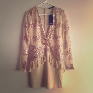 Nasty Gal Sequin BodyCon Dress in Nude